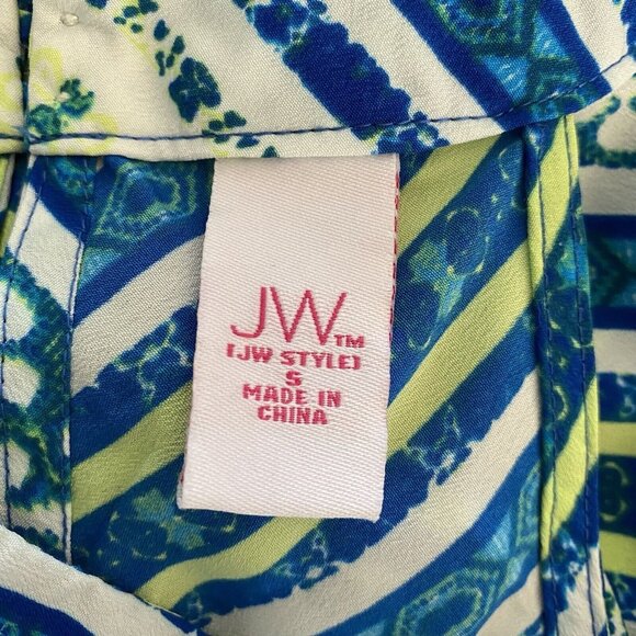 JW Style Blouse Size Small Sleeveless Lightweight White Blue Lace Summer Top - Picture 7 of 8